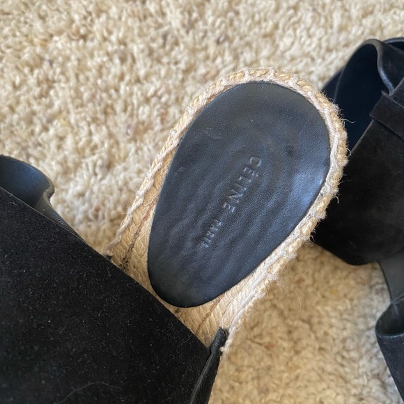 Celine Paris Women’s Espadrille Wedge Heeled Sandals in Black Suede Size 40 - Picture 4 of 8